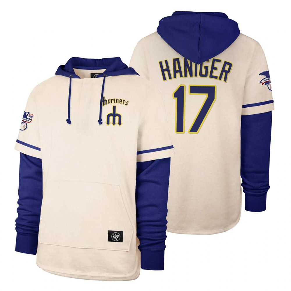 Men Seattle Mariners #17 Haniger Cream 2021 Pullover Hoodie MLB Jersey->seattle mariners->MLB Jersey